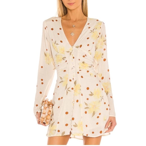 FREE PEOPLE date night mini dress in sunshine combo revolve size large L NWT - Picture 1 of 8